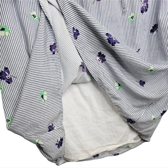 Old Navy Blue and White Striped Floral Eyelet Mini Dress Lightweight Large - Picture 2 of 7